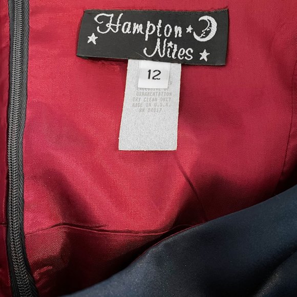 Vintage 80s Hampton Nites Blue Satin Gown - Picture 4 of 4